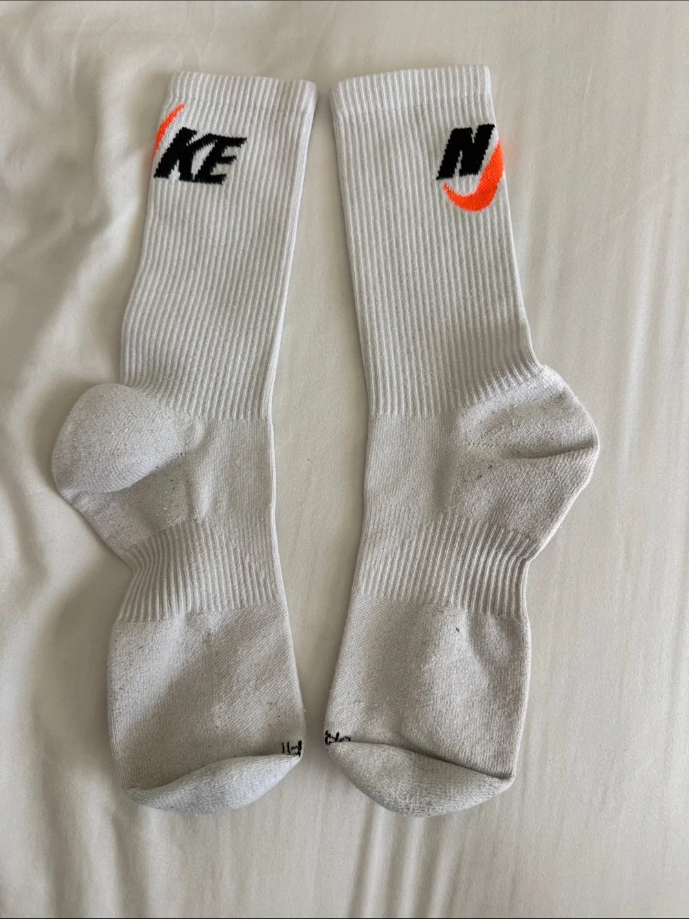 Nike White Crew Athletic Socks Trio with Multicolor Swoosh & Logo